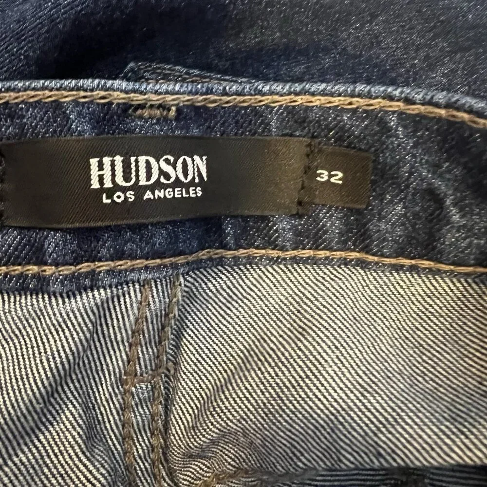 Hudson Anthropologie Women Jeans Holly Wide‎ Leg Cropped Size 32 Blue Denim Zip - Picture 5 of 16